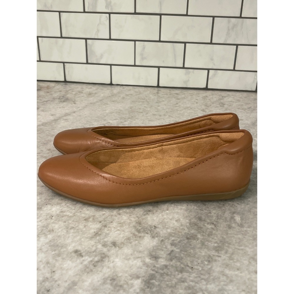 Naturalizer Ballet Flats Womens 6 Tan Vivienne Leather Round Toe Classic Flat